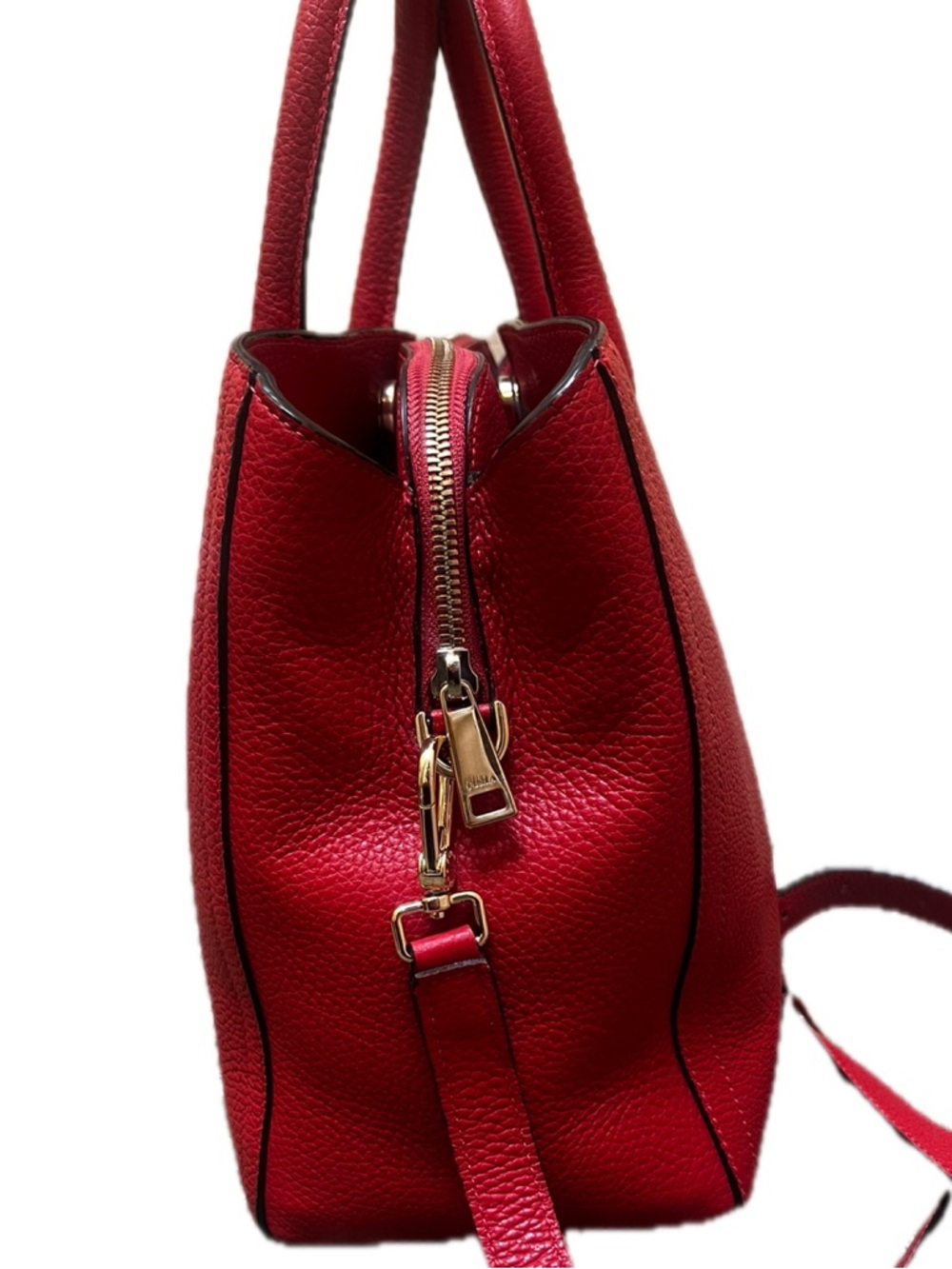 Furla Red Leather Satchel Bag - Picture 4 of 14